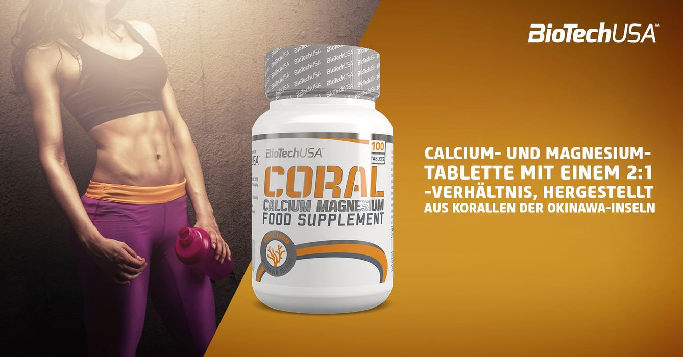 BioTechUSA Coral Calcium Magnesium - 100 tablets | High-Quality Vitamins & Minerals | MySupplementShop.co.uk