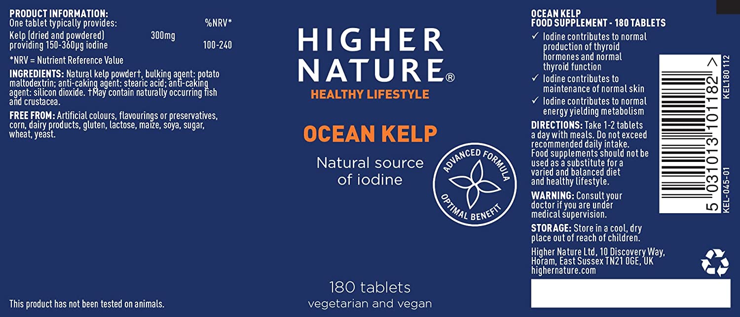 Higher Nature Ocean Kelp 180 Tablet | High-Quality Personal Care | MySupplementShop.co.uk