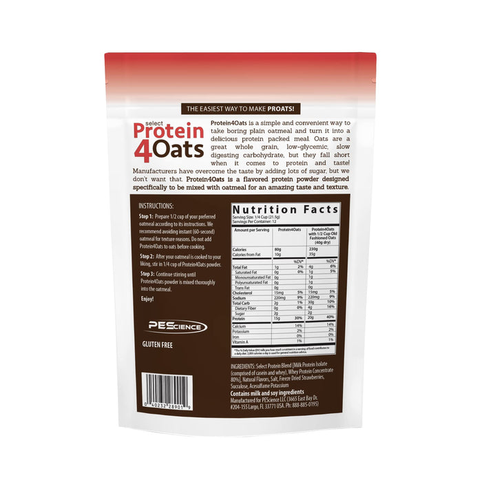 PEScience Protein4Oats, Strawberries & Cream - 258 grams | High-Quality Protein | MySupplementShop.co.uk