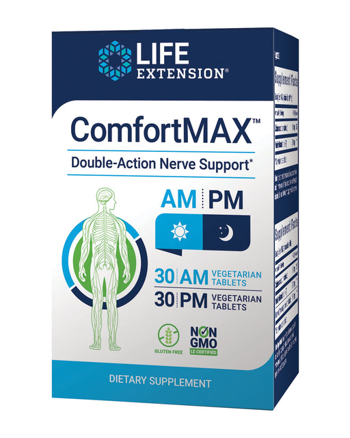 Life Extension ComfortMax - 30 AM + 30 PM vegetarian tabs | High-Quality Health and Wellbeing | MySupplementShop.co.uk