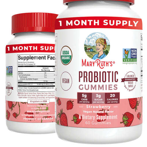 MaryRuth Organics Probiotic Gummies, Strawberry - 60 gummies | High-Quality Bacterial Cultures | MySupplementShop.co.uk