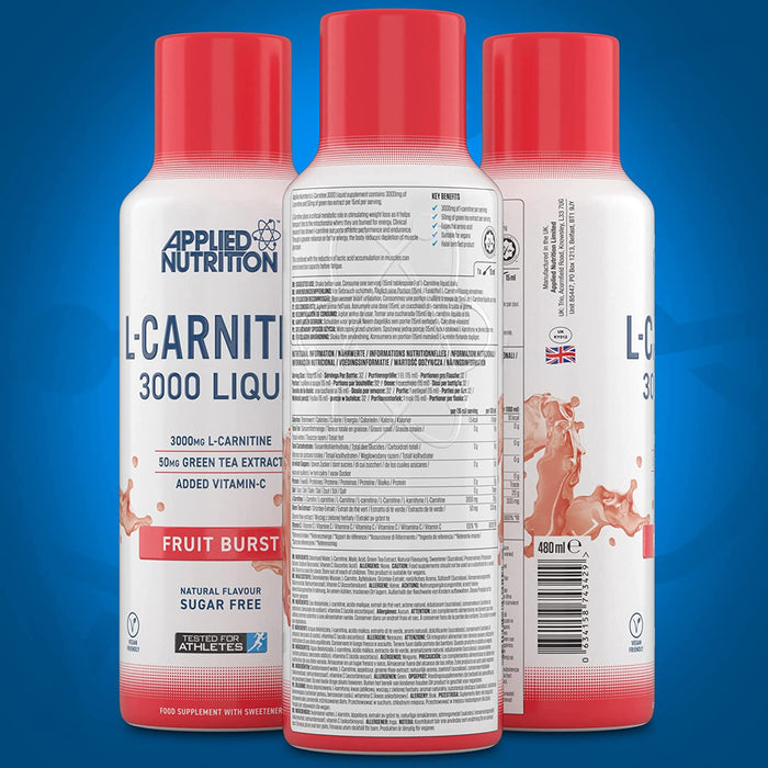 Applied Nutrition L-Carnitine 3000 480ml | High-Quality Slimming and Weight Management | MySupplementShop.co.uk