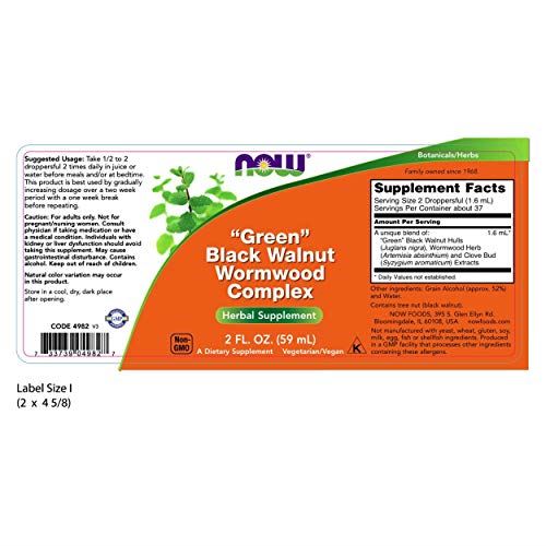 NOW Foods Green Black Walnut Wormwood Complex 59ml | High-Quality Vitamins & Supplements | MySupplementShop.co.uk