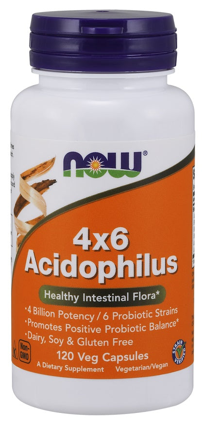 NOW Foods Acidophilus 4X6 - 120 vcaps | High-Quality Health and Wellbeing | MySupplementShop.co.uk