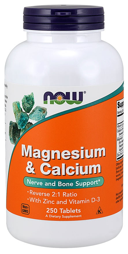 NOW Foods Magnesium & Calcium with Zinc and Vitamin D3 - 250 tablets | High-Quality Vitamins & Minerals | MySupplementShop.co.uk