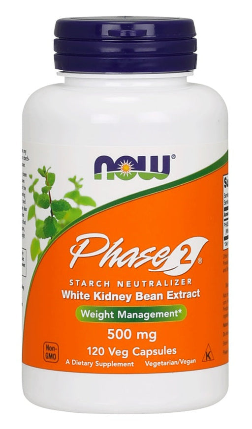 NOW Foods Phase 2 - White Kidney Bean Extract, 500mg - 120 vcaps | High-Quality Health and Wellbeing | MySupplementShop.co.uk