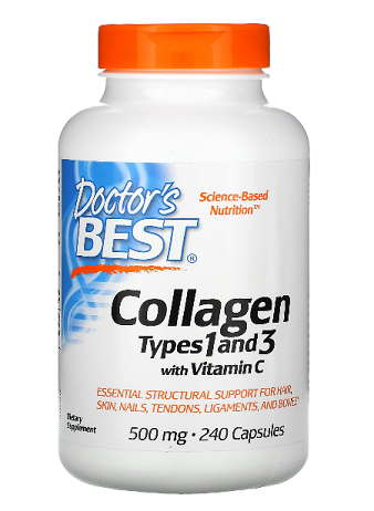 Doctor's Best Collagen Types 1 and 3 with Vitamin C, 500mg - 240 caps | High-Quality Joint Support | MySupplementShop.co.uk