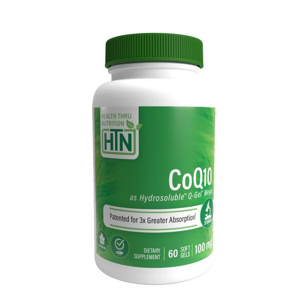 Health Thru Nutrition Hydrosoluble Q-Gel Mega CoQ10, 100mg - 60 softgels | High-Quality Sports Supplements | MySupplementShop.co.uk