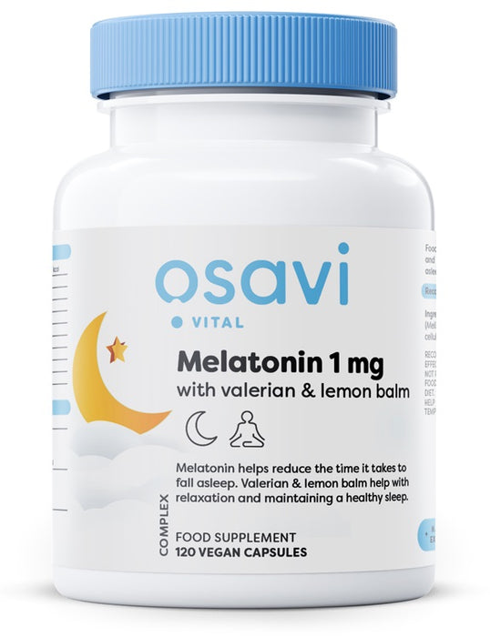 Osavi Melatonin with Valerian & Lemon Balm 1mg  120 vegan caps - Health and Wellbeing at MySupplementShop by Osavi