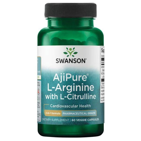 Swanson AjiPure L-Arginine with L-Citrulline - 60 vcaps | High-Quality Amino Acids and BCAAs | MySupplementShop.co.uk